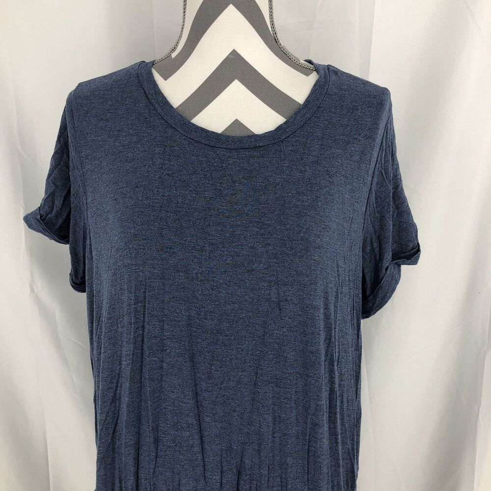32 Degress Cool Blue Short Sleeve Drawstring Drop Waist Dress Pockets XXL